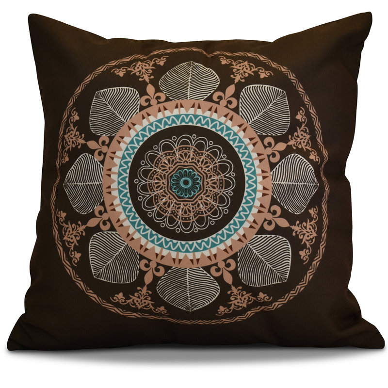 HH Revival Geometric Reversible Throw Pillow, 16" H x 16" W x 2" D, Brown