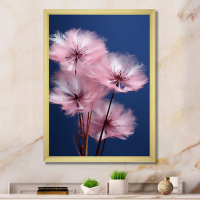 «Delicate Pink Dandelian Flowers On Blue Sky», reproduction sur toile