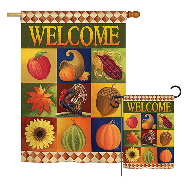 Ensemble de 2 drapeaux en polyester d’automne et polyester 2 côtés