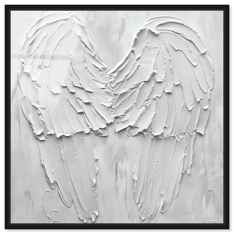 Art mural en verre acrylique ultrabrillant Engrained Wings, encadré noir et blanc par Art Remedy, cadre noir, 20 x 20, Noir