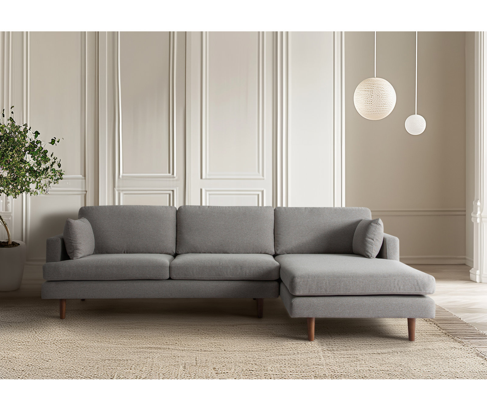 Laguna Upholstered Chaise L-Sectional, Right Hand Facing, Rust Performance Chenille