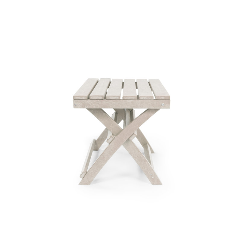 Seaview Fully Assembled All-Weather Recycled HDPE Outdoor Folding Side Table, Ivory