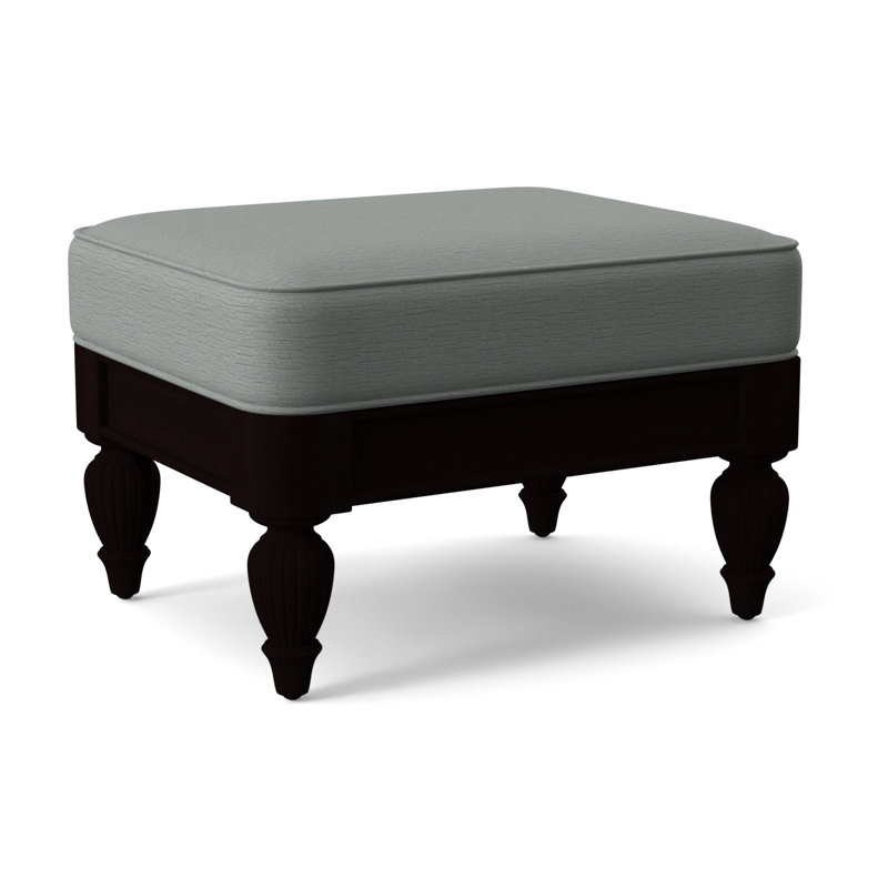 Grand View Ottoman, Java Finish, Light Blue Performance Fabric; 0851-55
