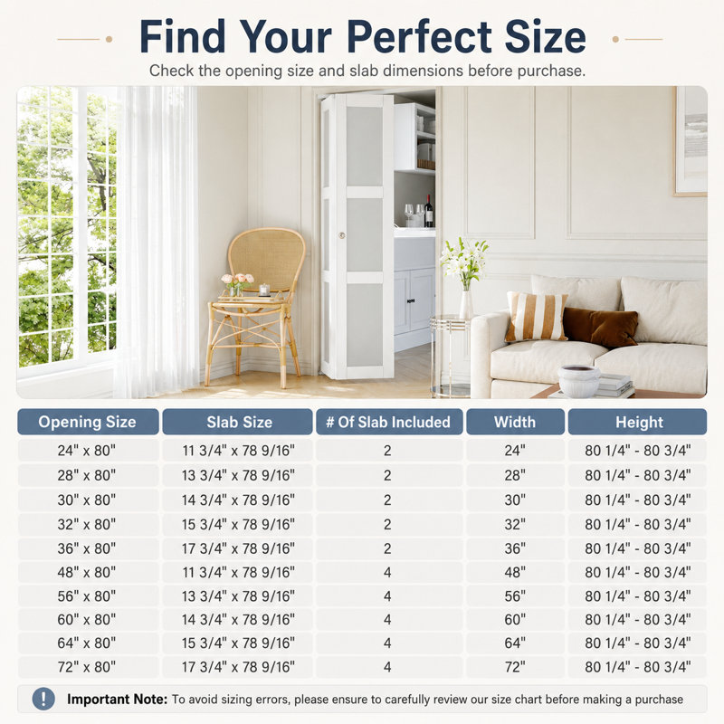 Porte pliante en bois manufacturé double 48 po x 80 po à 3 portes en verre massif avec trousse de quincaillerie d'installation (porte de garde-robe) blanc