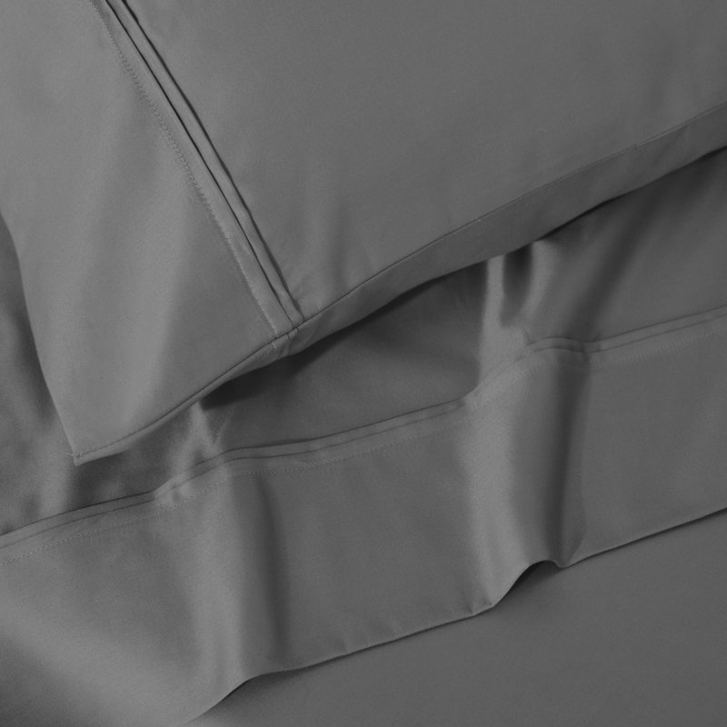 Ensemble de draps en satin de coton égyptien certifié Mellark 1200 fils au pouce carré, Gris anthracite