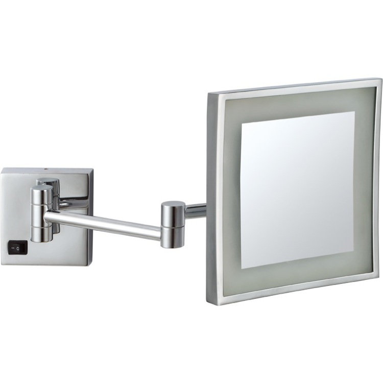 Satin Nickel Square LED Wall Mounted Double Arm Mirror
