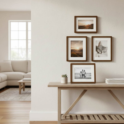 Walnut Glass Picture Frame - Set of 3