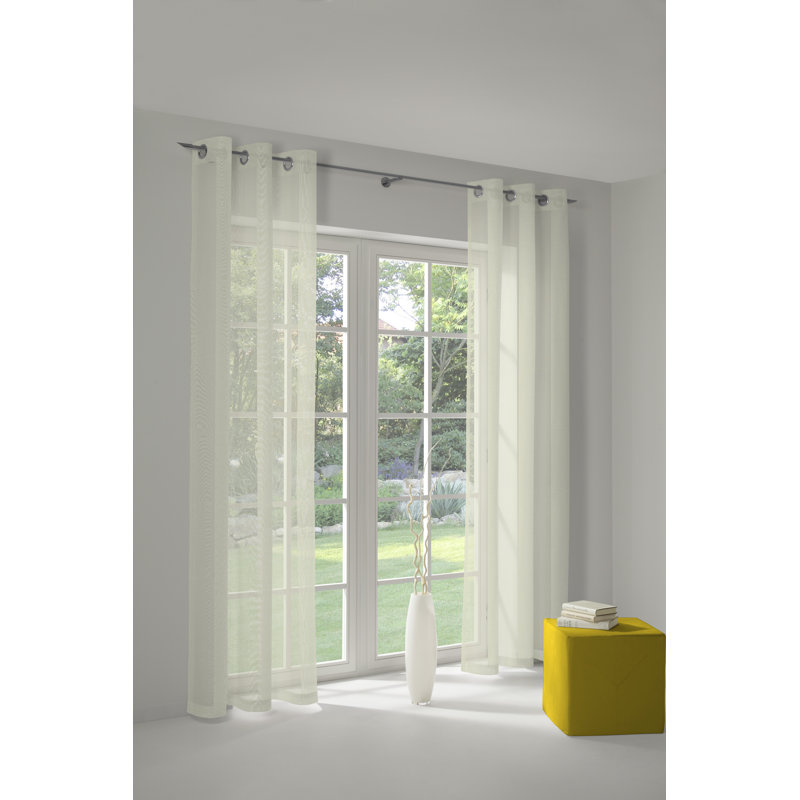 Bettina Polyester Standard Eyelets Sheer Single Curtain Panel, Champagne, 900cm Width x 145cm Drop