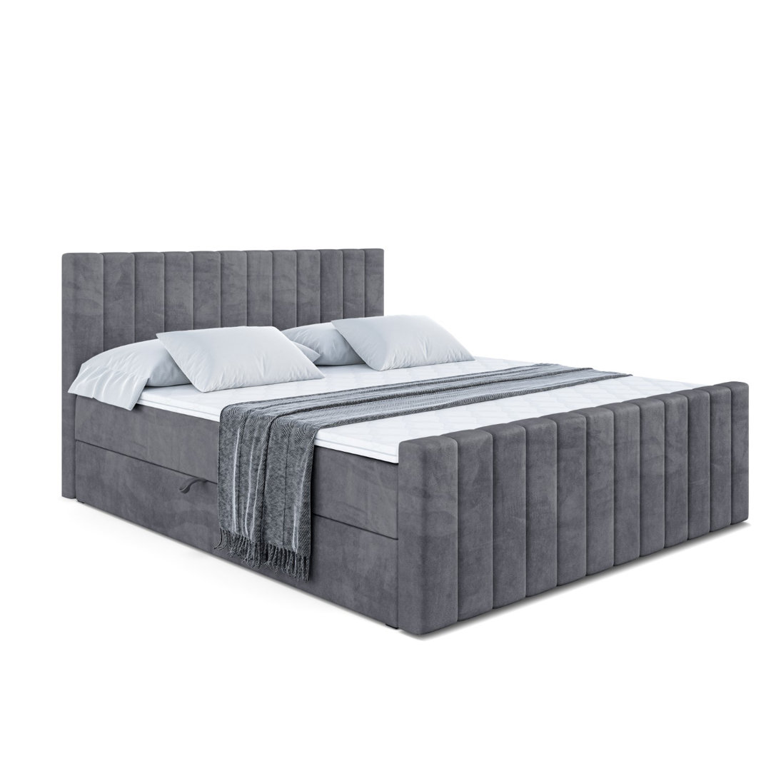 Boxspringbett mit Bettkasten und Topper