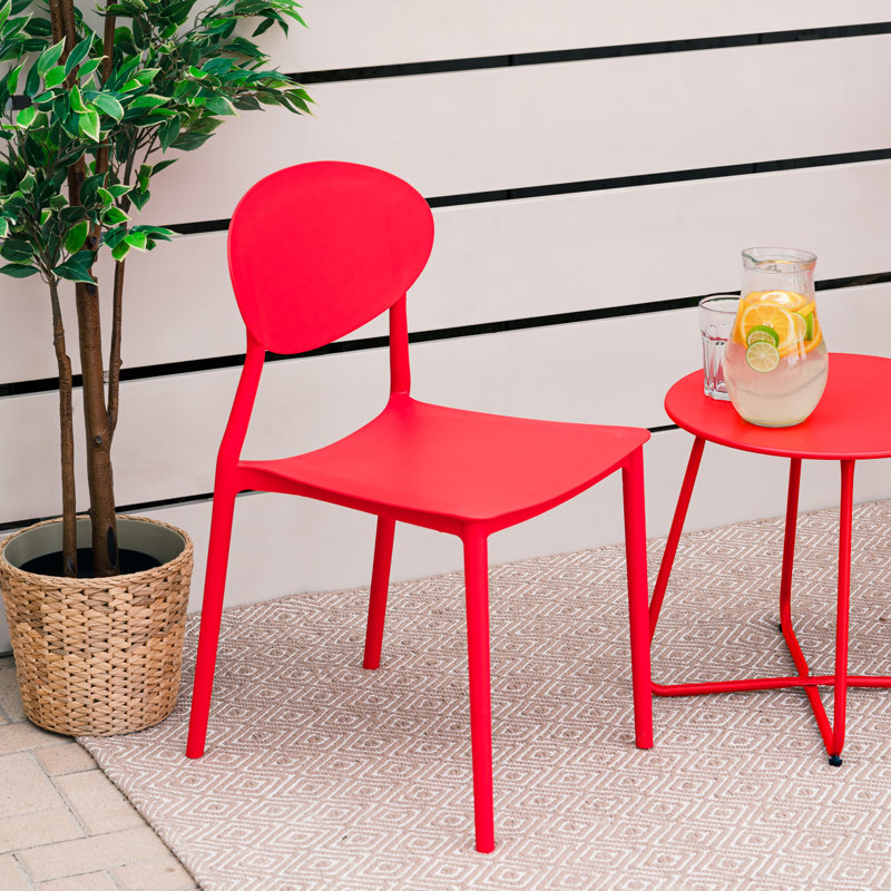 Stackable Outdoor Patio Dining Side Chair, Red