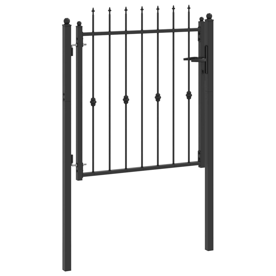 Vidaxl Fence Gate HORST Black Metal Outdoor Barrier Security Perimeter Modern