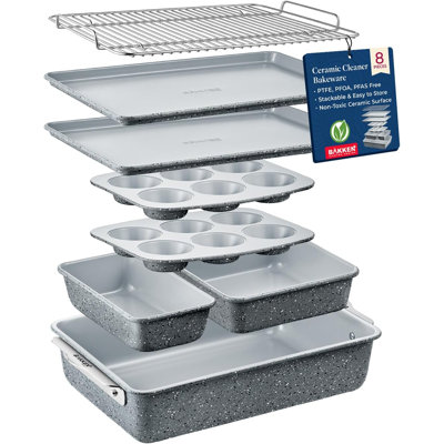 Lifemaster 8 Piece Non-Stick Steel Bakeware Set