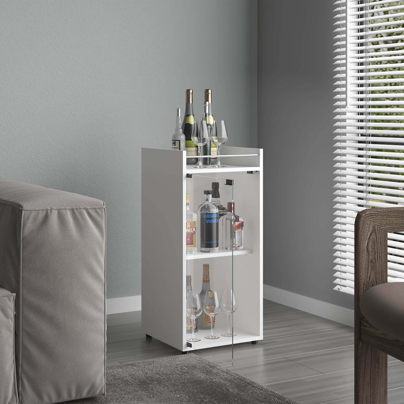 Bar, 1 porte vitrée, 3 tablettes, Blanc
