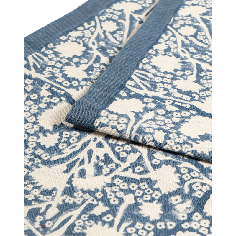 100% Cotton Floral Square Napkin, Blue