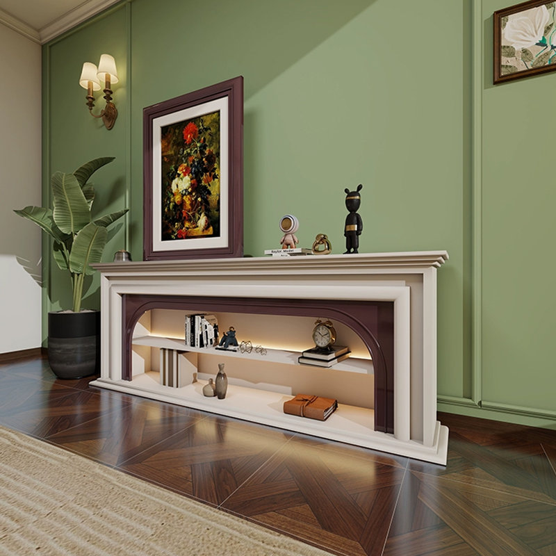 Foyer de meuble télé beige et noyer, H 29,53 po x l 86,61 po x P 29,53 po