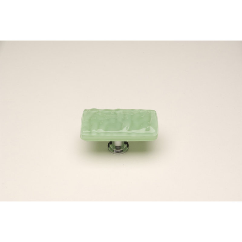 Bouton de quincaillerie carrée en verre 1 1/4 po Glacier Rose, Nickel satiné, Rose, Square 