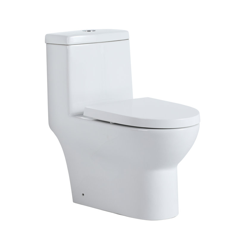 Toilette allongée monobloc 1,2 GPF (économe en eau) avec siège à fermeture en douceur (siège inclus)