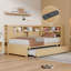 Lit de jour simple en bois avec tablettes de rangement, USB et lit gigogne
