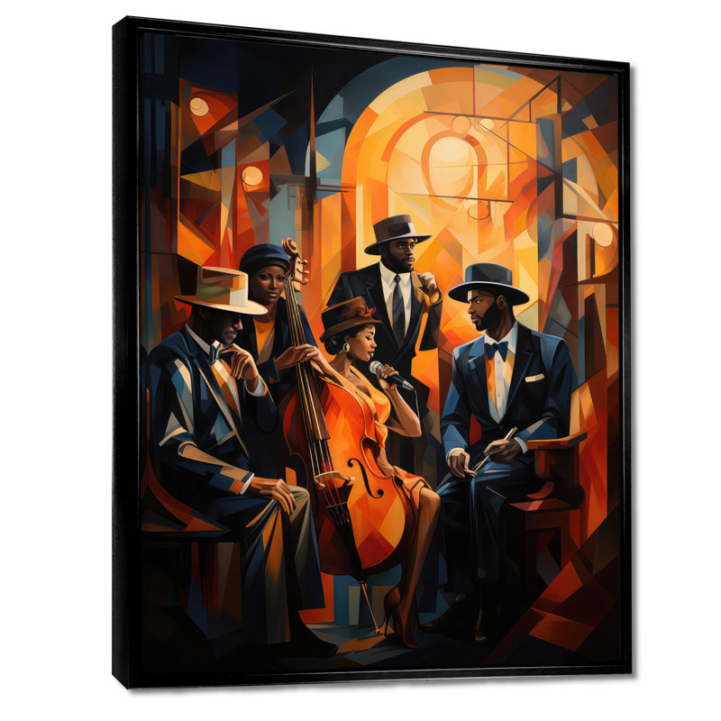 Reproduction d'art sur toile Hundson Jazz Harlem Renaissance V - African American, H 40 po x l 30 po, Noir