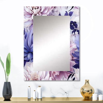 Keriann Exquisite Purple Beauty Floral Pattern - Floral Decorative Mirror, Cottage Large Wall Mirror, Printed Metal Art