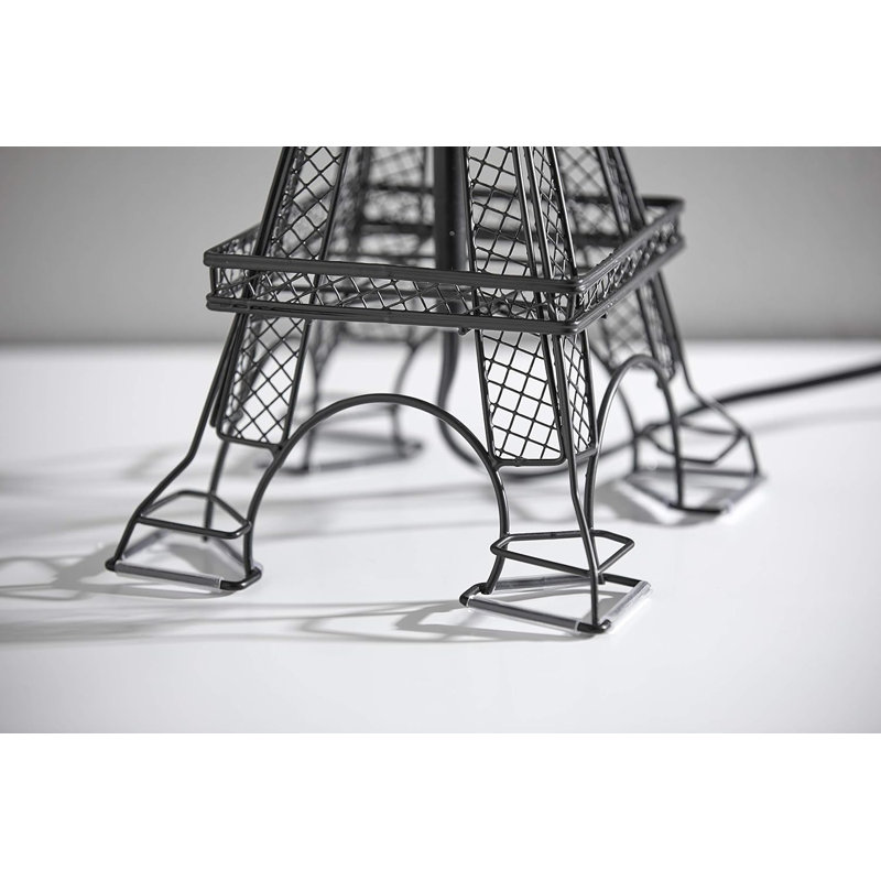 Eiffel Tower Desk Lamp, White Fabric Lampshade, 3D Relief Design
