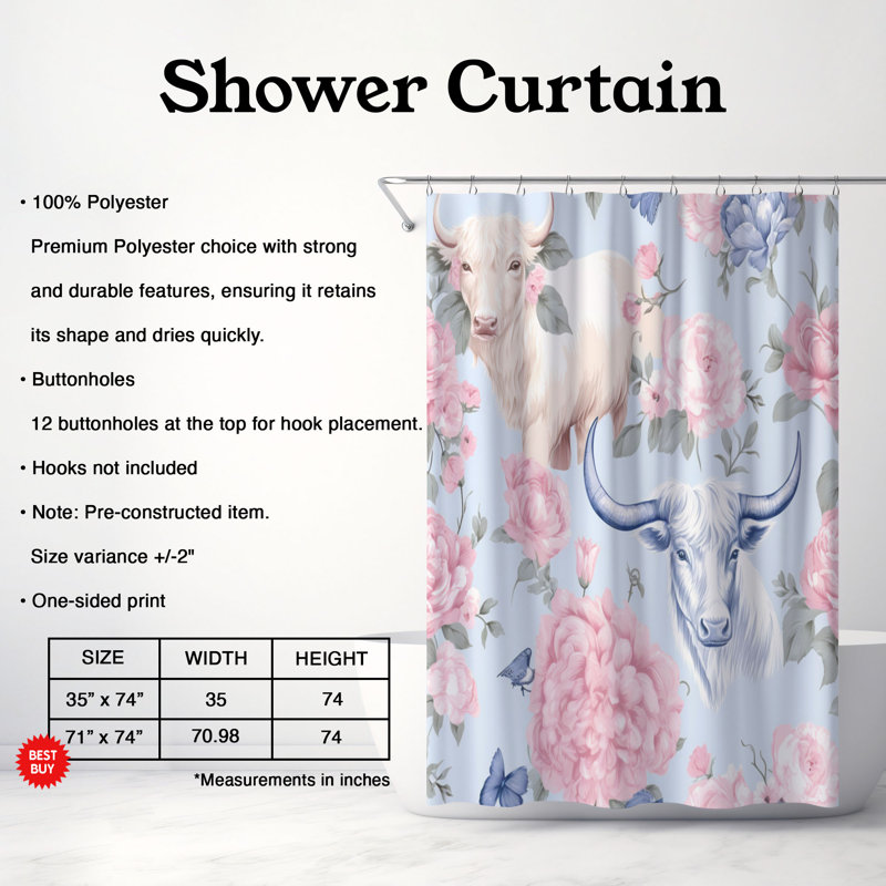 Rideau de douche Bull Scottish - Premium, H 74 po x l 71 po