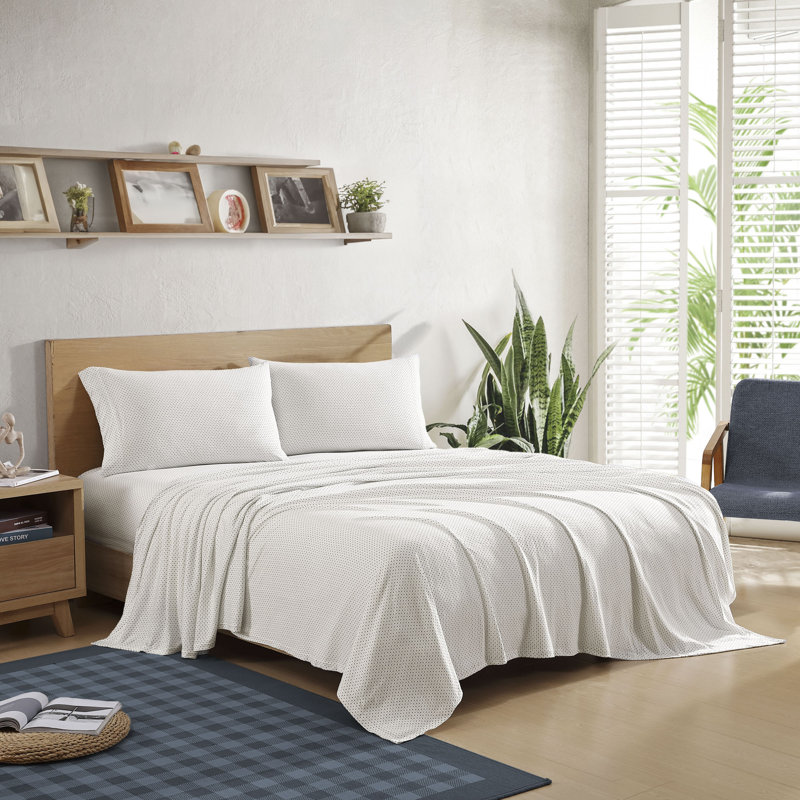 Twin Polka Dot Navy Cotton Jersey Knit Sheet Set