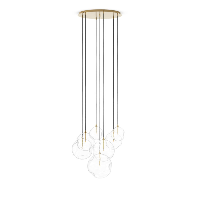 Cluster 7 - Light Chandelier, Burnished Brass, Clear Symmetrical
