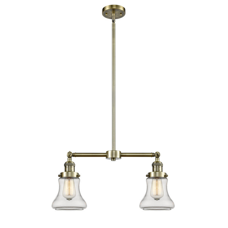 Edda 2 - Light Kitchen Island Pendant, 6 Watt Vinage LED Bulb, Clear, Antique Brass