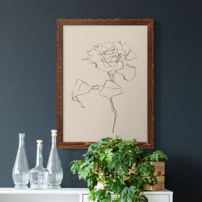 Floral Contour Study I - Peinture sur toile encadrée, H 24 po x l 20 po x P 1 po, Érable