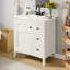 Meuble-lavabo de 30 po avec lavabo en céramique et 3 tiroirs, armoire de rangement moderne en bois massif, idéale pour la maison-118592780