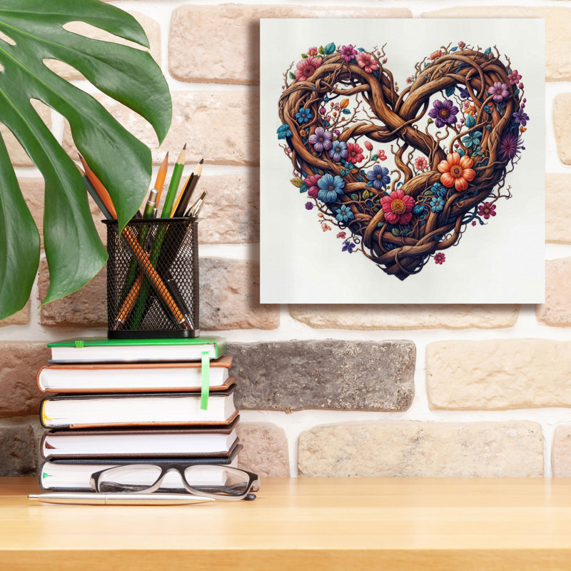  «Heart Blooms Again 1» par Rey Klimt, art mural sur toile, 12 po x 12 po, H 12 po x l 12 po