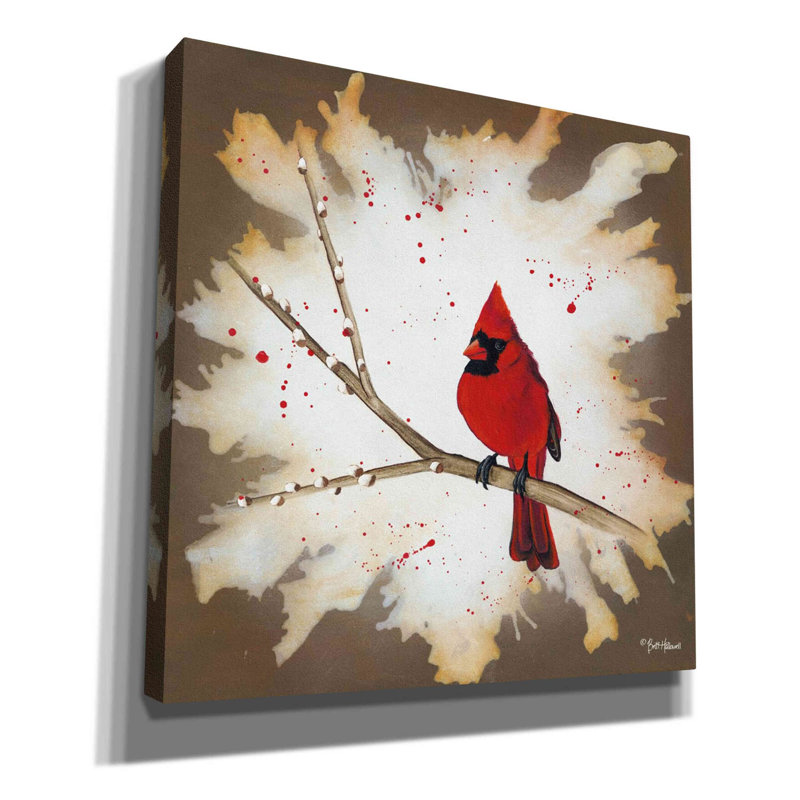 'Weathered Friends - Cardinal' by Britt Hallowell, Canvas Wall Art, 18" H x 18" W x 0.5" D