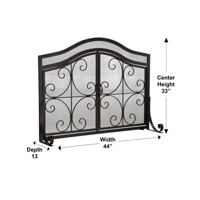 Small Crest Fireplace Screen With Doors