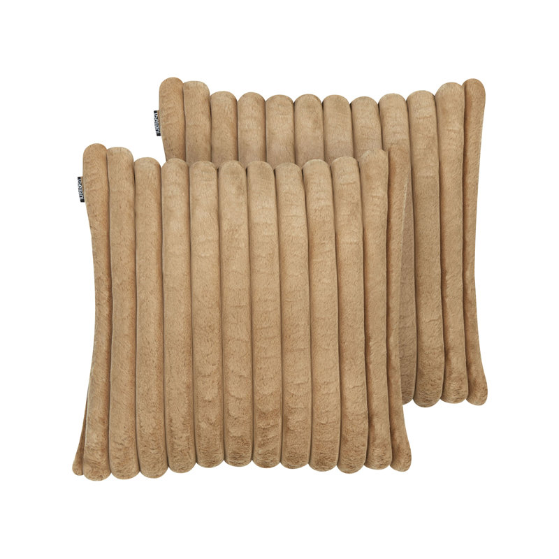 RAKYA Striped Square Cushion, Light Brown