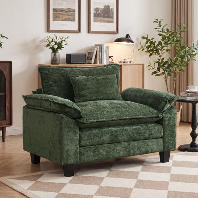 Adonia 53" Comfy Cloud Couch Deep Seat Sofa Chair With Throw Pillow For Living Room Bedroom