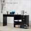 Bureau, bureau en L pivotant à 180 ° avec rangement | Noir | Panneau de particules P2
