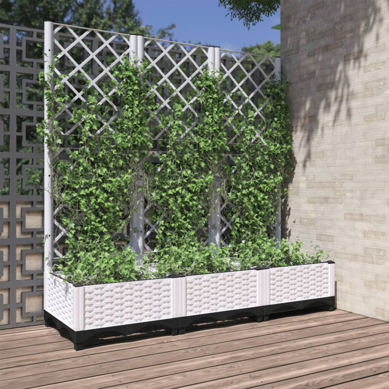 Latitude Run® Garden Planter With Trellis PP, White, 47.8" H x 47.2" W x 15.7" D, Without Wheels