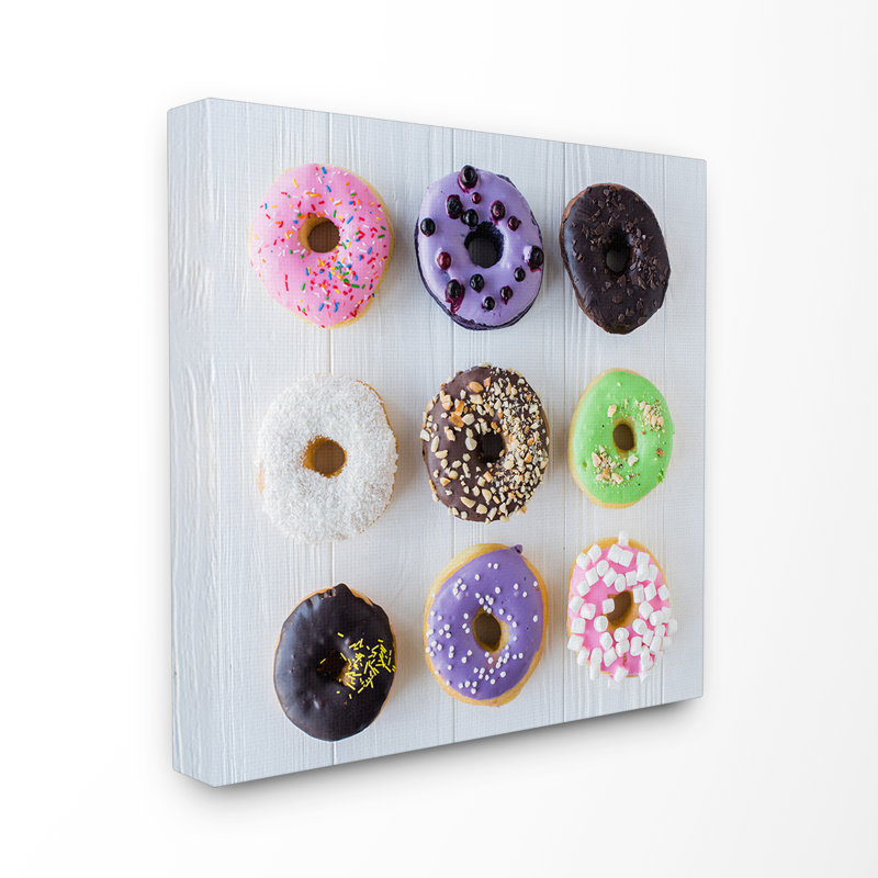 Colorful Donut Grid - Graphic Art on Canvas, 24" H x 24" W x 1.5" D, Wrapped Canvas