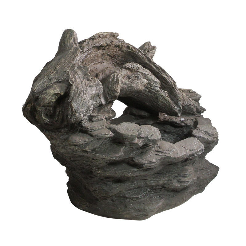 Fontaine d'extérieur 27 po en faux bois et pierre