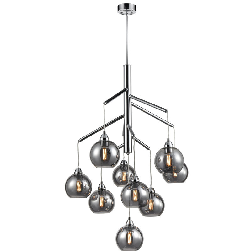 Lustre à niveaux unique 9 lumières Pevensey, Graphite, Fumée
