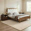 Ensembles de chambre à coucher de style campagnard 3 pièces pour grand lit, grand lit tapissier avec tête de lit Mid-Century et 2 tables de chevet assorties