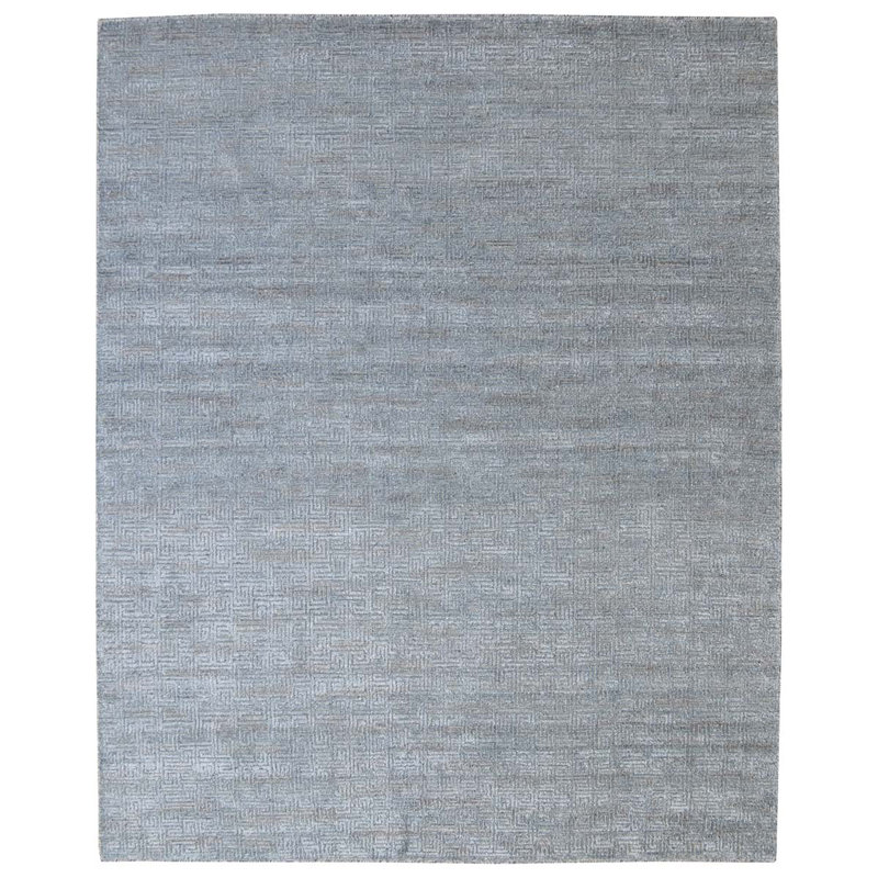 Geometric Area Rug in Dark Blue/Gray/Beige, Rectangle 10' x 14'