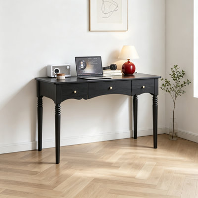 Bureau simple en chêne rouge massif noir
