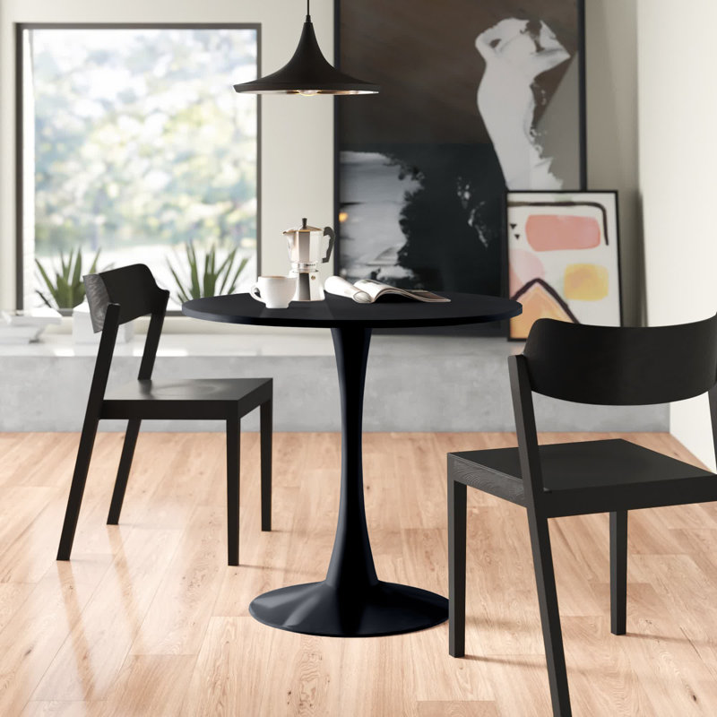 Table de salle à manger Ceballo Mid-Century pour 4 à 6 personnes, H 29 po x L 23,6 po x l 23,6 po, Bois naturel, Blanc