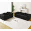 Canapé moderne sans os avec deux coussins décoratifs circulaires, tissu en polyester à poils longs texturé litchi doux pour la peau, canapé en mousse à carreaux