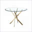 Table basse ronde en verre trempé transparent avec pieds en acier inoxydable doré, durable et amp; Décoratif pour le salon