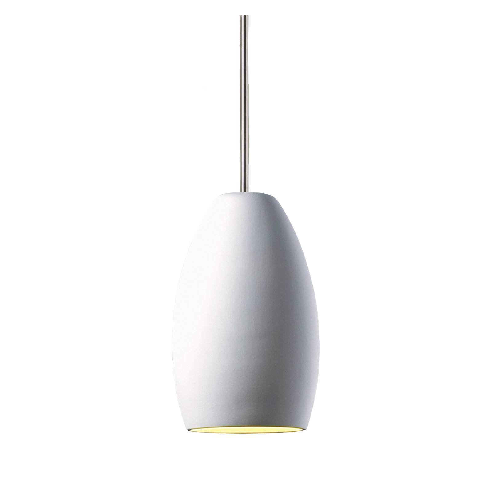 Marieke Single Light Ceramic Dimmable Pendant, Polished Chrome, Bisque
