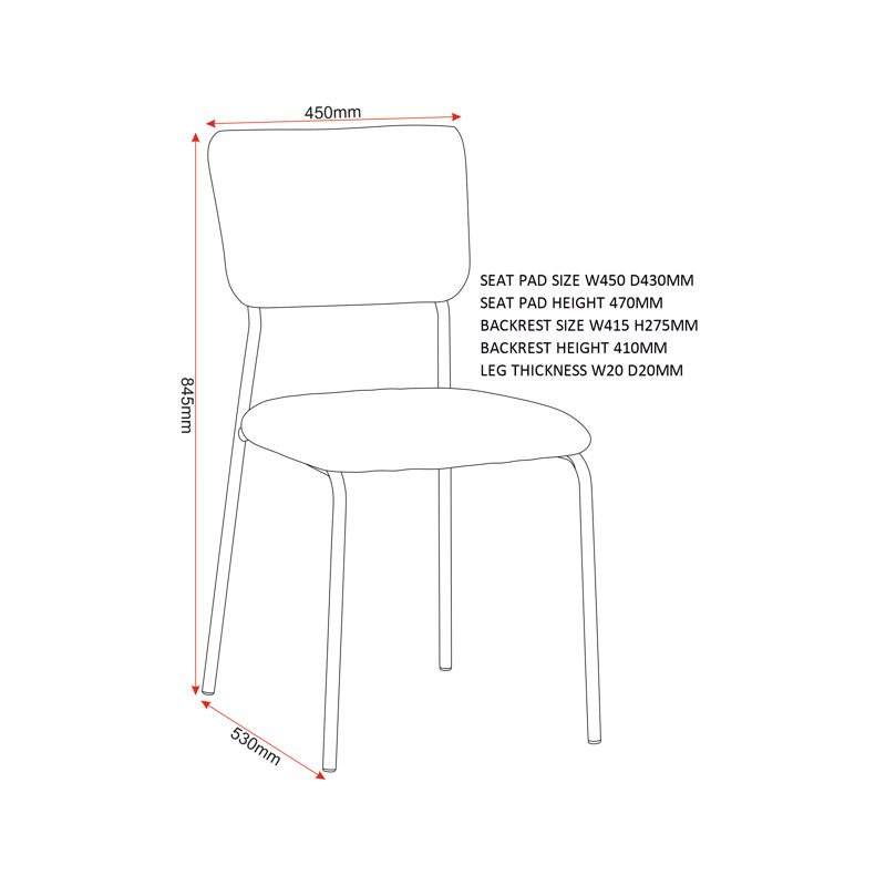 Yelena 47cm H Upholstered Metal Upholstered Back Side Chair, Grey