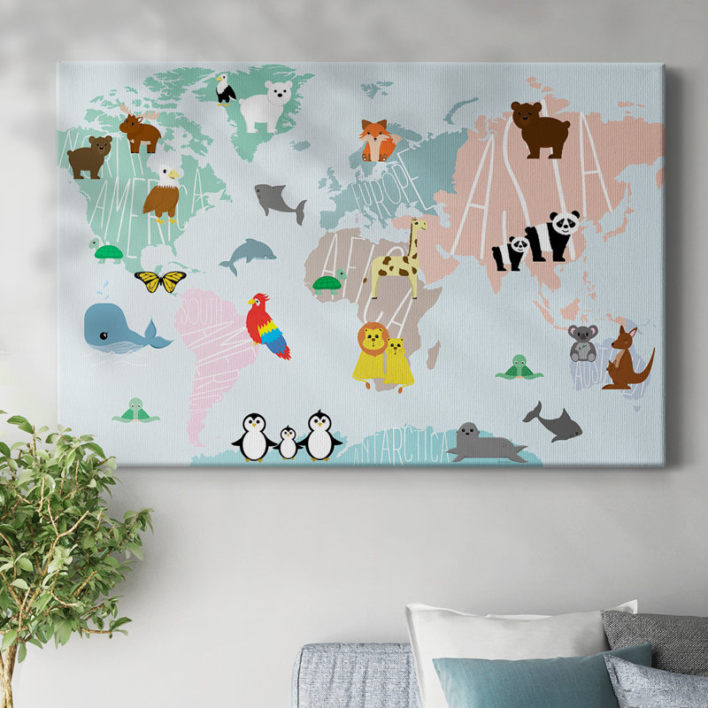 Carte animalière avec toile tendue, H 12 po x l 18 po